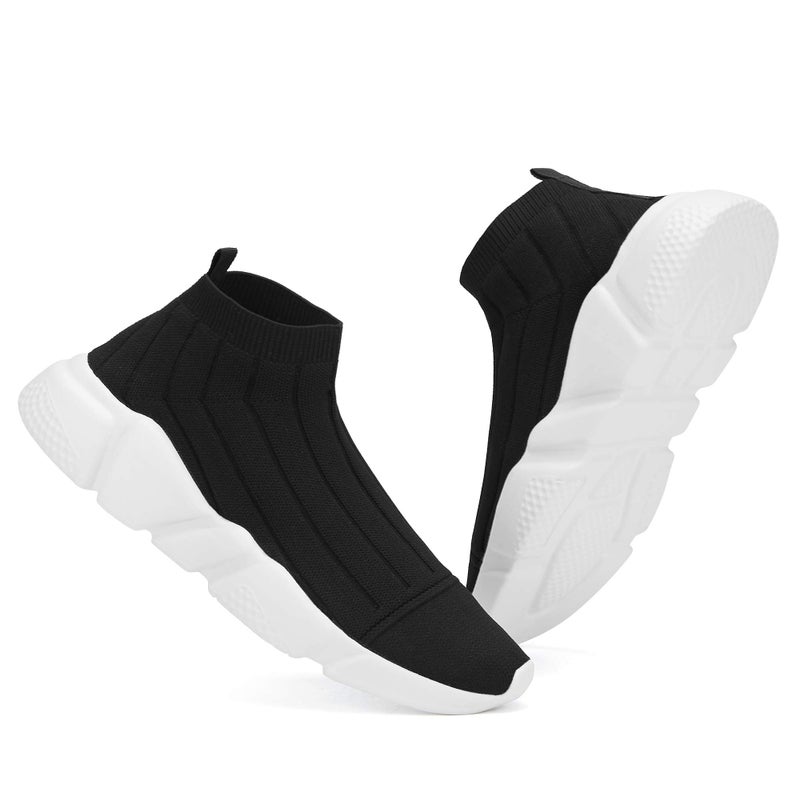 Casbeam Men's Running Knit Comfortable Lightweight Breathable Casual Sports Shoes Fashion Sneakers Slip-On Walking Shoes Black Size 8.5 - Image 4